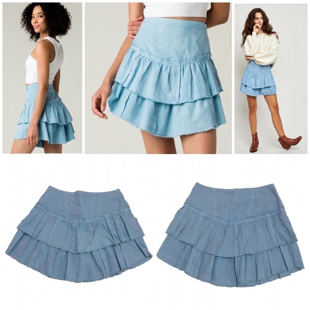Free People Ruffles in the Sand Tiered Skirt Size 6